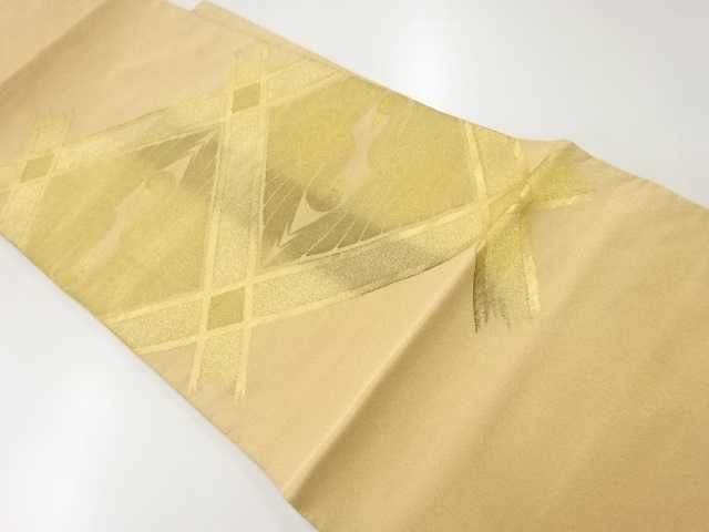 JAPANESE KIMONO / ANTIQUE FUKURO OBI / SILK / TSUZURE / WOVEN TASUKI LATTICE & CRANE